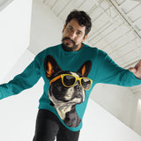 Too Cool Boston Terrier Dog Unisex Sweatshirt - Teal .