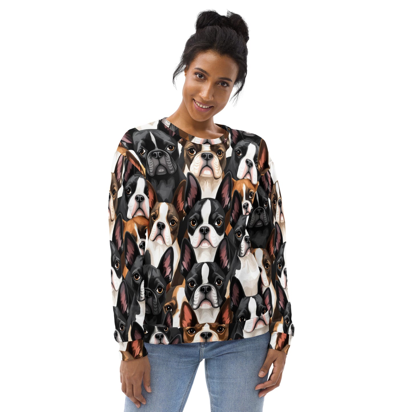 Boston Terrier Dogs Crowd Unisex Sweatshirt .