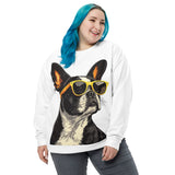 Too Cool Boston Terrier Dog Unisex Sweatshirt - White .