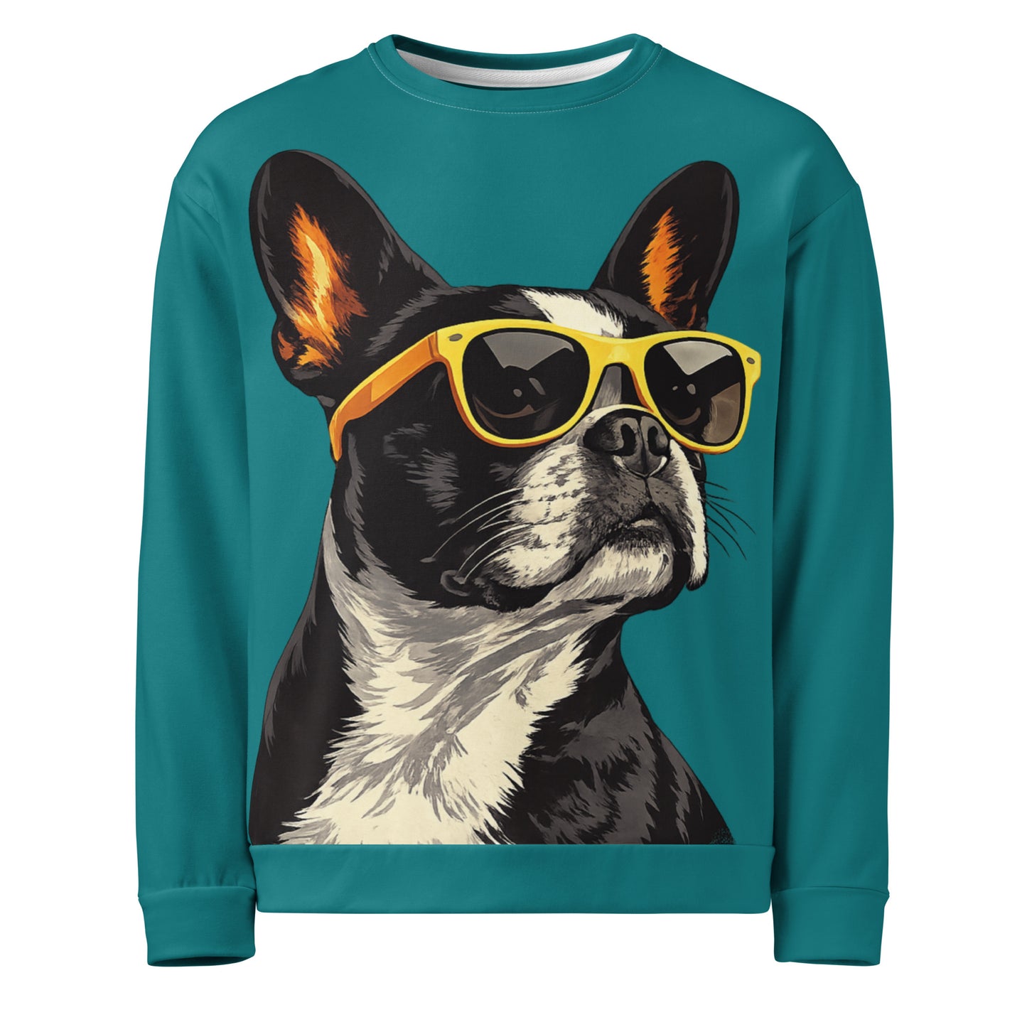 Too Cool Boston Terrier Dog Unisex Sweatshirt - Teal . 6XL