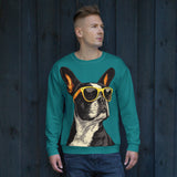 Too Cool Boston Terrier Dog Unisex Sweatshirt - Teal .