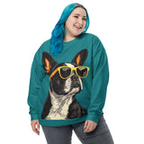 Too Cool Boston Terrier Dog Unisex Sweatshirt - Teal .