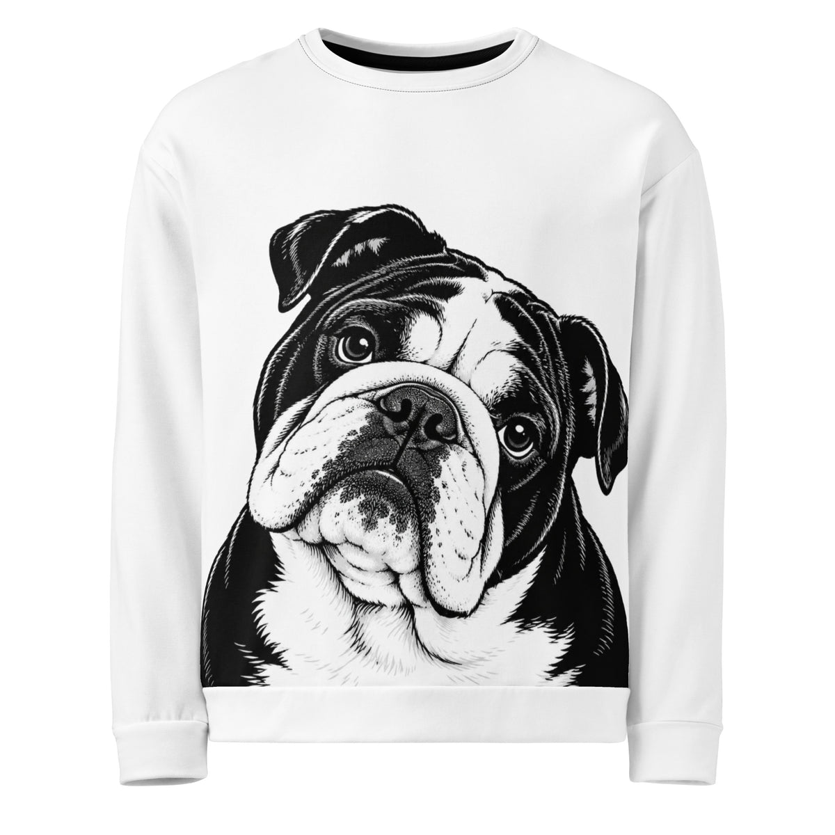 English Bulldog Head Tilt Unisex Sweatshirt .