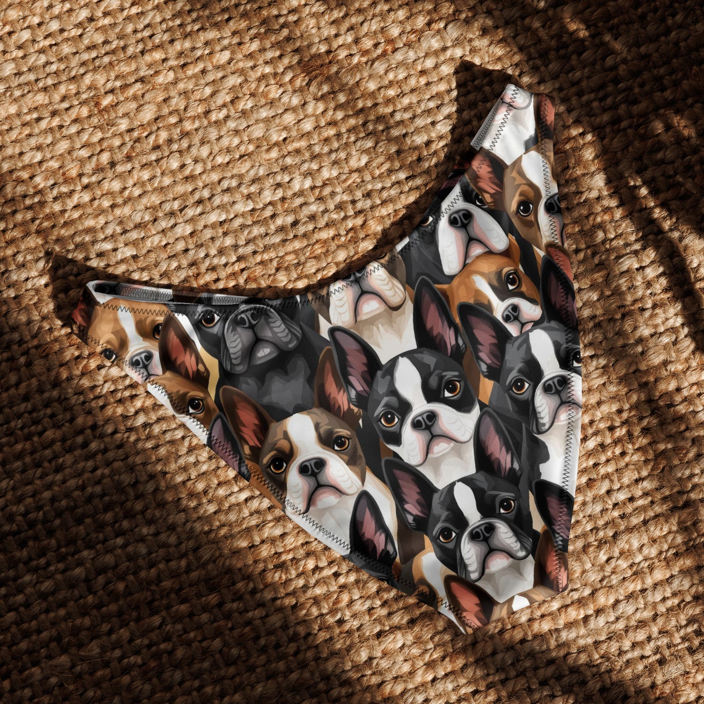 Boston Terrier Dogs Crowd Recycled V-cut Bikini Bottom . 6XL