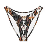 Boston Terrier Dogs Crowd Recycled V-cut Bikini Bottom .