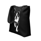 Boston Terrier Stencil Graphic – Minimalist Dog Lover Tote Bag .