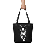 Boston Terrier Stencil Graphic – Minimalist Dog Lover Tote Bag .
