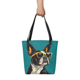 Too Cool Boston Terrier Dog Tote Bag .