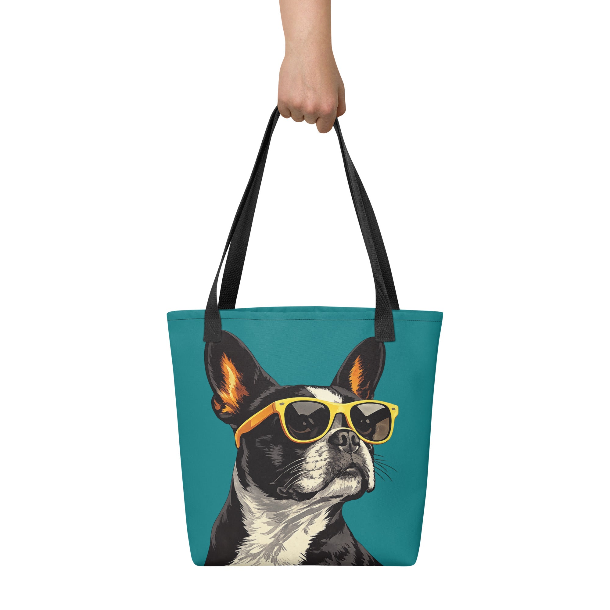 Too Cool Boston Terrier Dog Tote Bag .