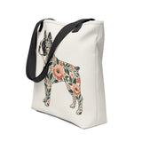 Botanical Boston Terrier Silhouette Tote Bag