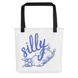 Silly Boston Terrier Dog Upside Down Tote Bag . Black