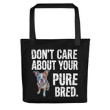 Colored Boston Terrier Dog - Don't Care About Your Pure Bred Tote Bag . Black