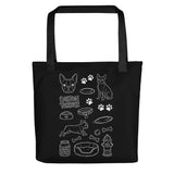 Boston Terrier Doodle Dog Lover Tote Bag . Black
