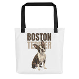Brindle Boston Terrier Dog Tote Bag . Default Title