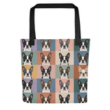 Pop Art Style Colored Boston Terriers Modern Tiles Pattern Tote Bag . Default Title