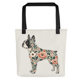 Botanical Boston Terrier Silhouette Tote Bag