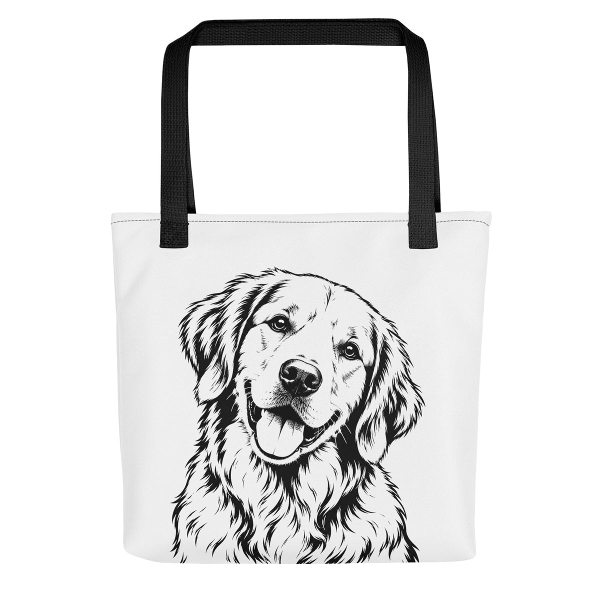 Golden Retriever Head Tilt Tote Bag . Black