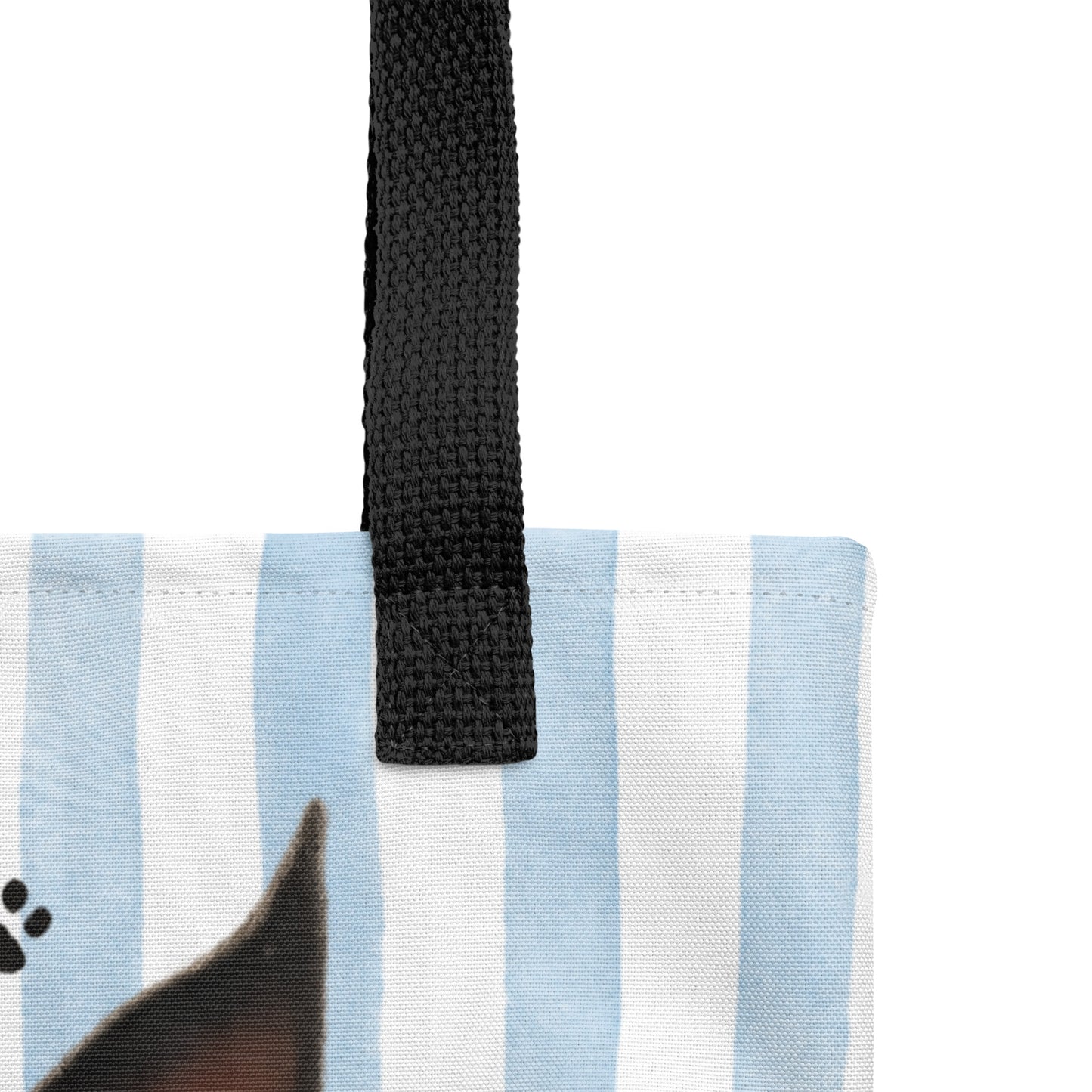 Custom Striped Dog Portrait Tote Bag - Watercolor Art Using Photo(s) And Name(s) .