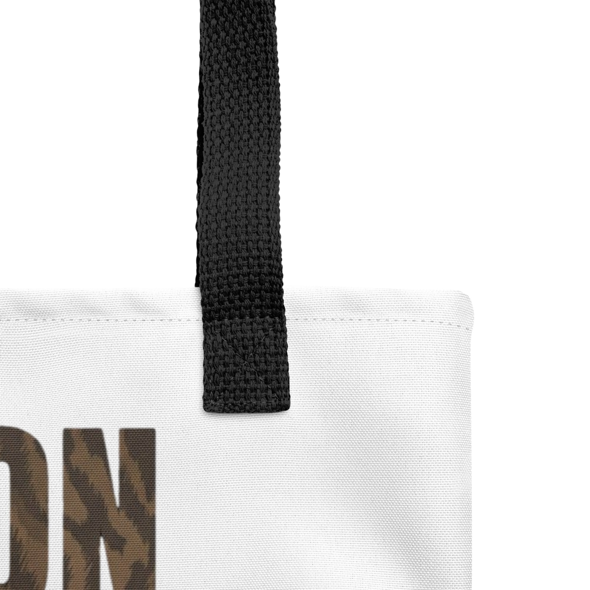 Brindle Boston Terrier Dog Tote Bag .