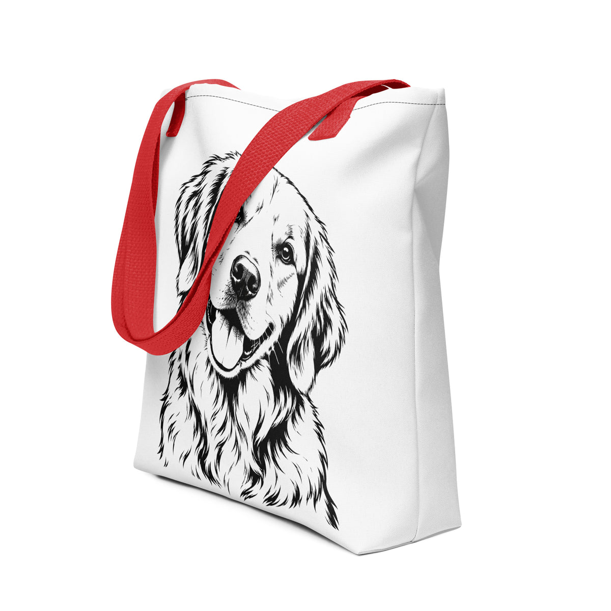 Golden Retriever Head Tilt Tote Bag .
