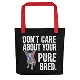 Colored Boston Terrier Dog - Don't Care About Your Pure Bred Tote Bag . Red