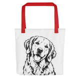 Golden Retriever Head Tilt Tote Bag . Red