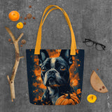 Halloween Pumpkin Boston Terrier Dog Tote Bag