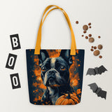 Halloween Pumpkin Boston Terrier Dog Tote Bag