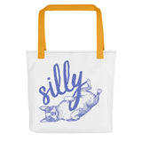 Silly Boston Terrier Dog Upside Down Tote Bag . Yellow