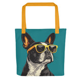 Too Cool Boston Terrier Dog Tote Bag . Yellow