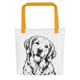 Golden Retriever Head Tilt Tote Bag . Yellow