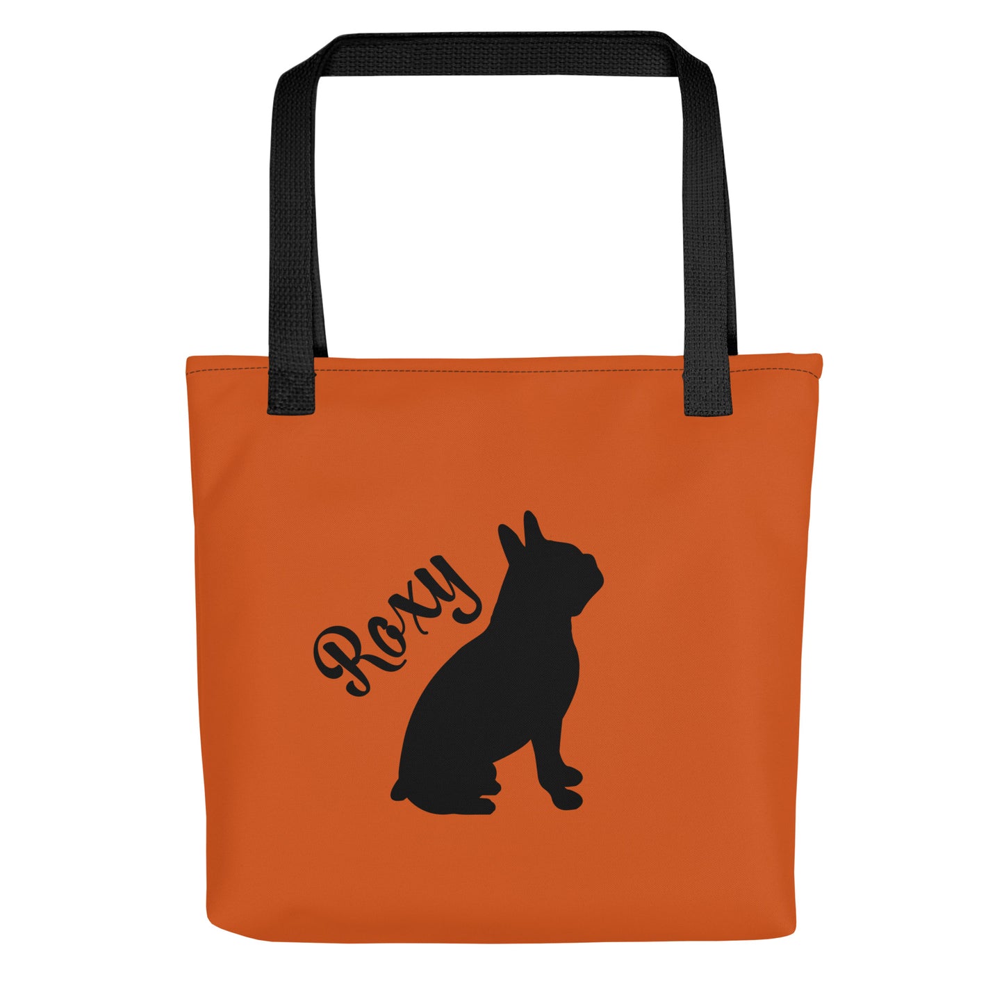 Custom Name with Boston Terrier Silhouette Tote Bag - Orange