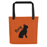 Custom Name with Boston Terrier Silhouette Tote Bag - Orange