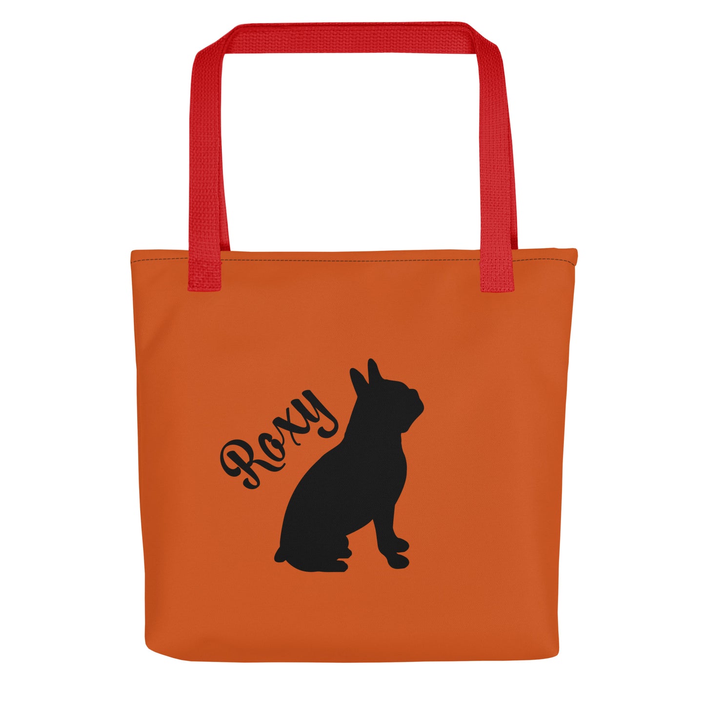 Custom Name with Boston Terrier Silhouette Tote Bag - Orange