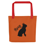 Custom Name with Boston Terrier Silhouette Tote Bag - Orange