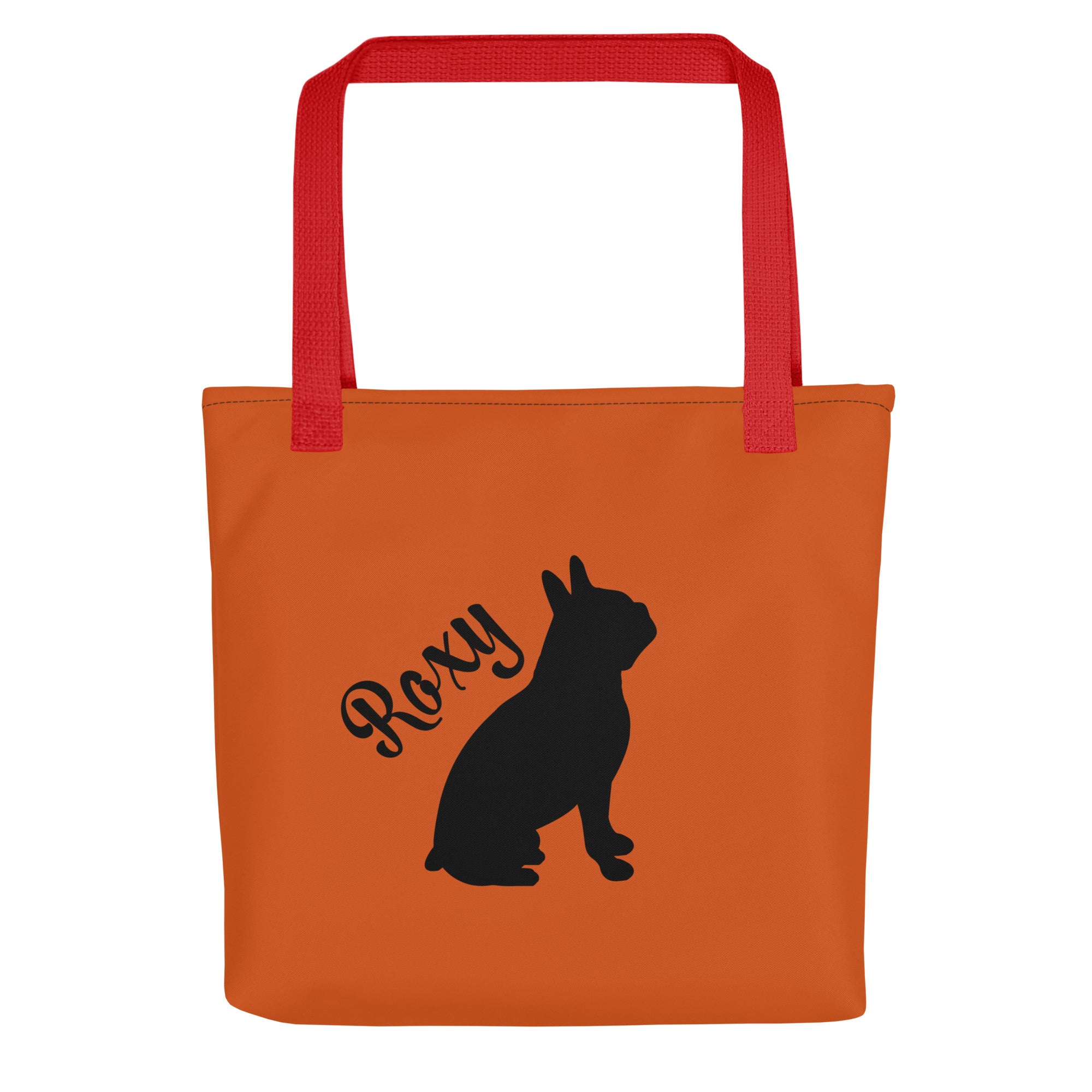 Custom Name with Boston Terrier Silhouette Tote Bag - Orange