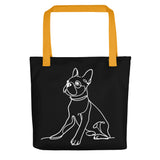 Line Drawn Boston Terrier Dog Tote Bag . Yellow
