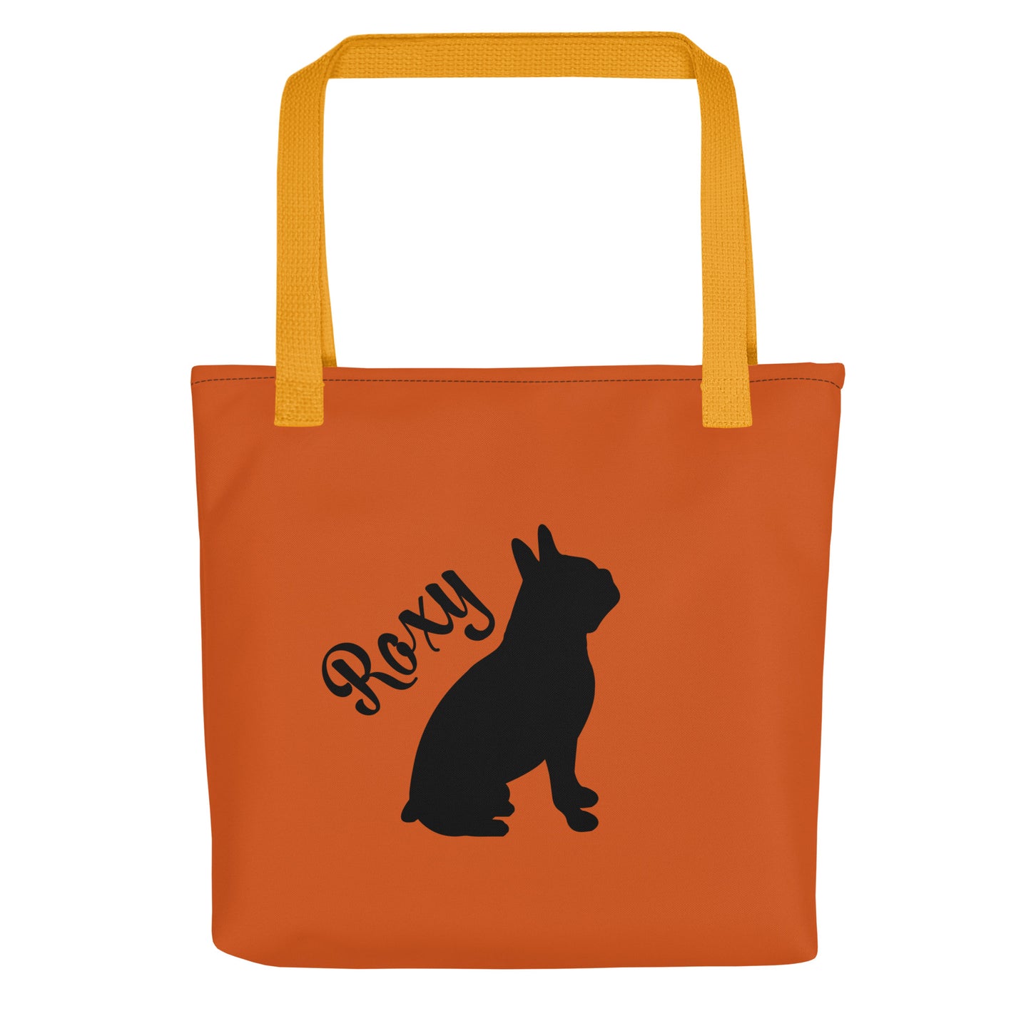 Custom Name with Boston Terrier Silhouette Tote Bag - Orange