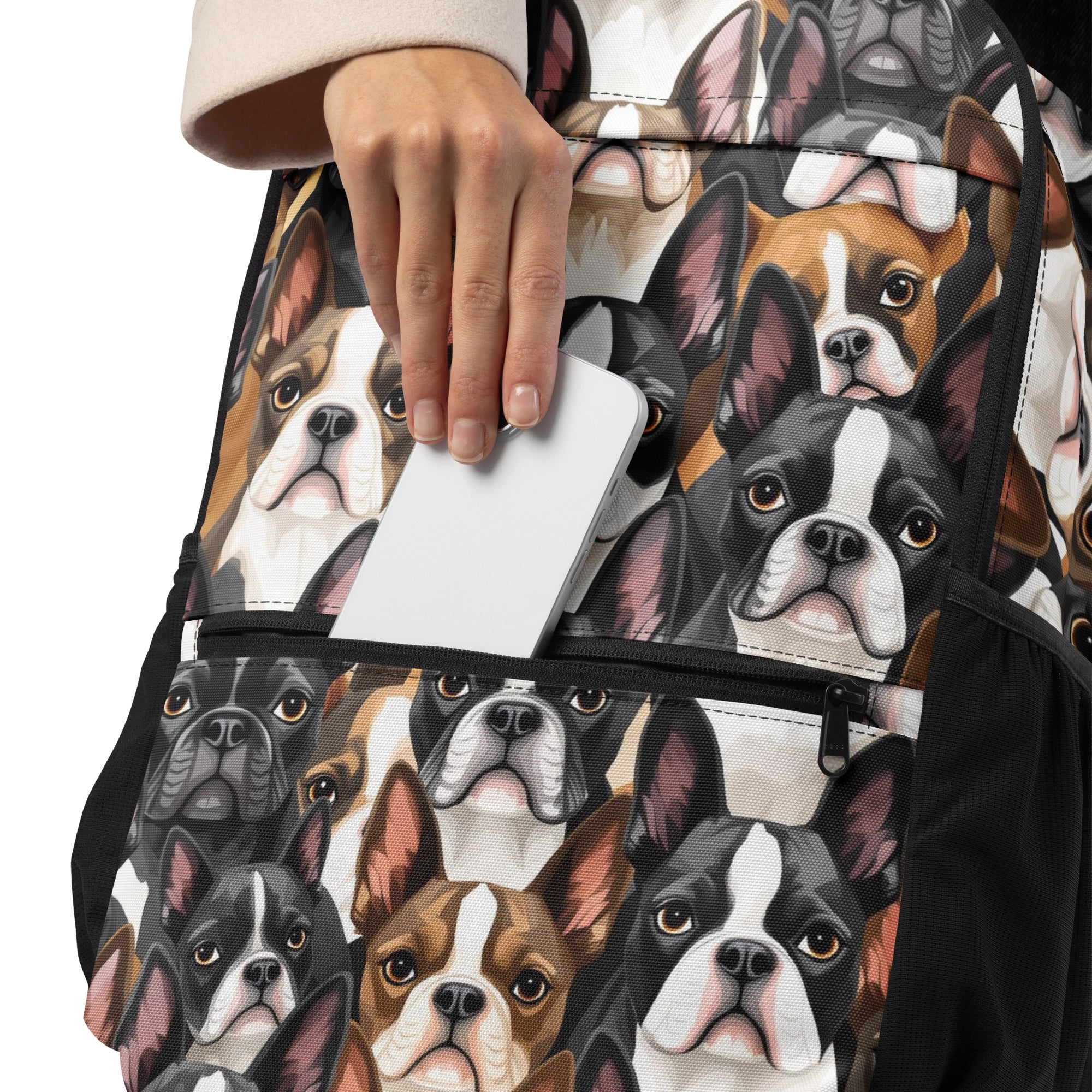 Boston Terrier Dogs Crowd Utility Backpack .