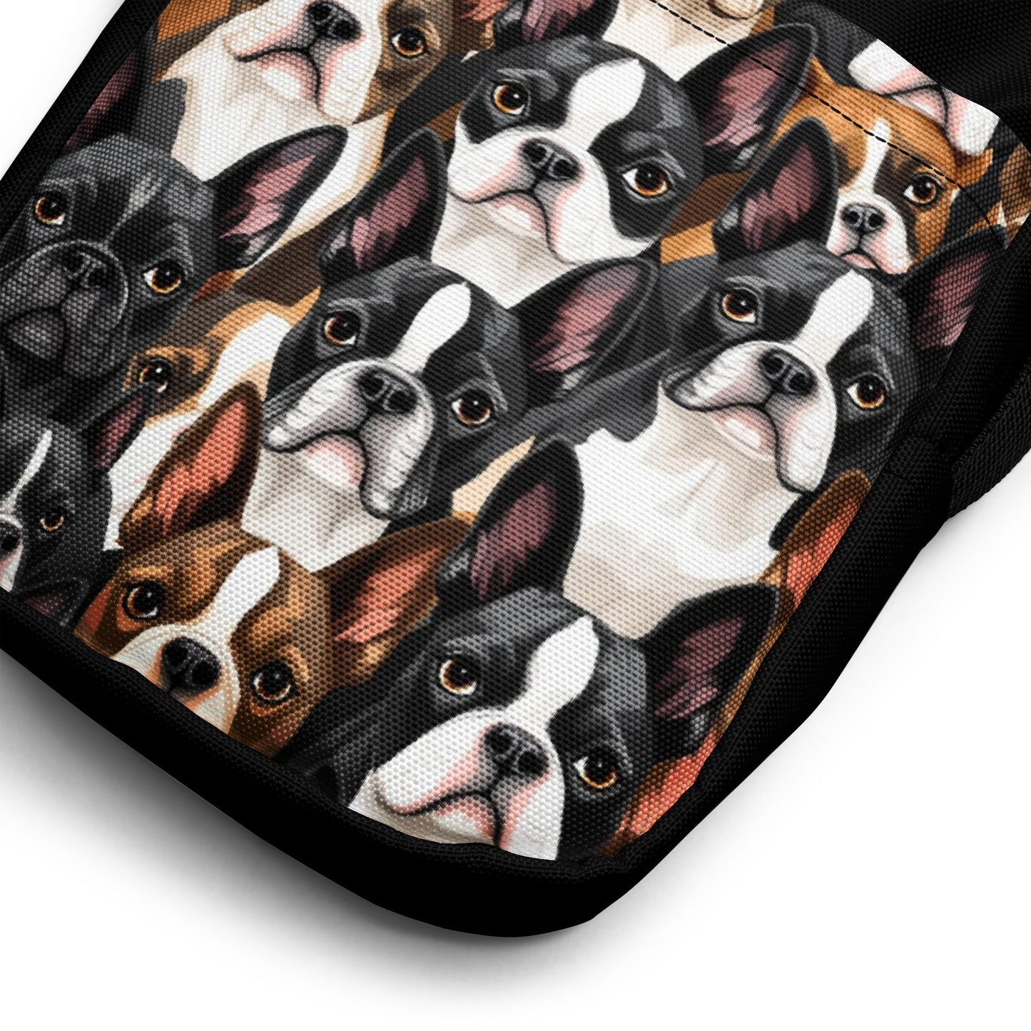 Boston Terrier Dogs Crowd Utility Crossbody Bag .