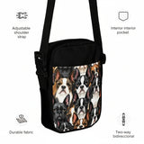 Boston Terrier Dogs Crowd Utility Crossbody Bag .