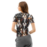 Boston Terrier Dogs Crowd Women’s Cotton Crew Neck T-Shirt .