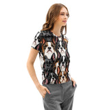Boston Terrier Dogs Crowd Women’s Cotton Crew Neck T-Shirt .