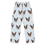 Custom Striped Dog Portrait Women's Pajama Pants - Watercolor Art Using Photo(s) .