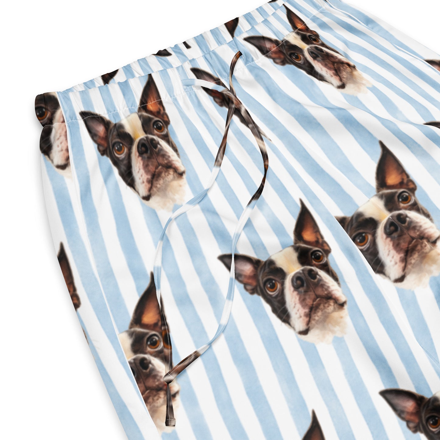 Custom Striped Dog Portrait Women's Pajama Pants - Watercolor Art Using Photo(s) .