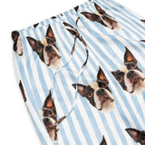 Custom Striped Dog Portrait Women's Pajama Pants - Watercolor Art Using Photo(s) .