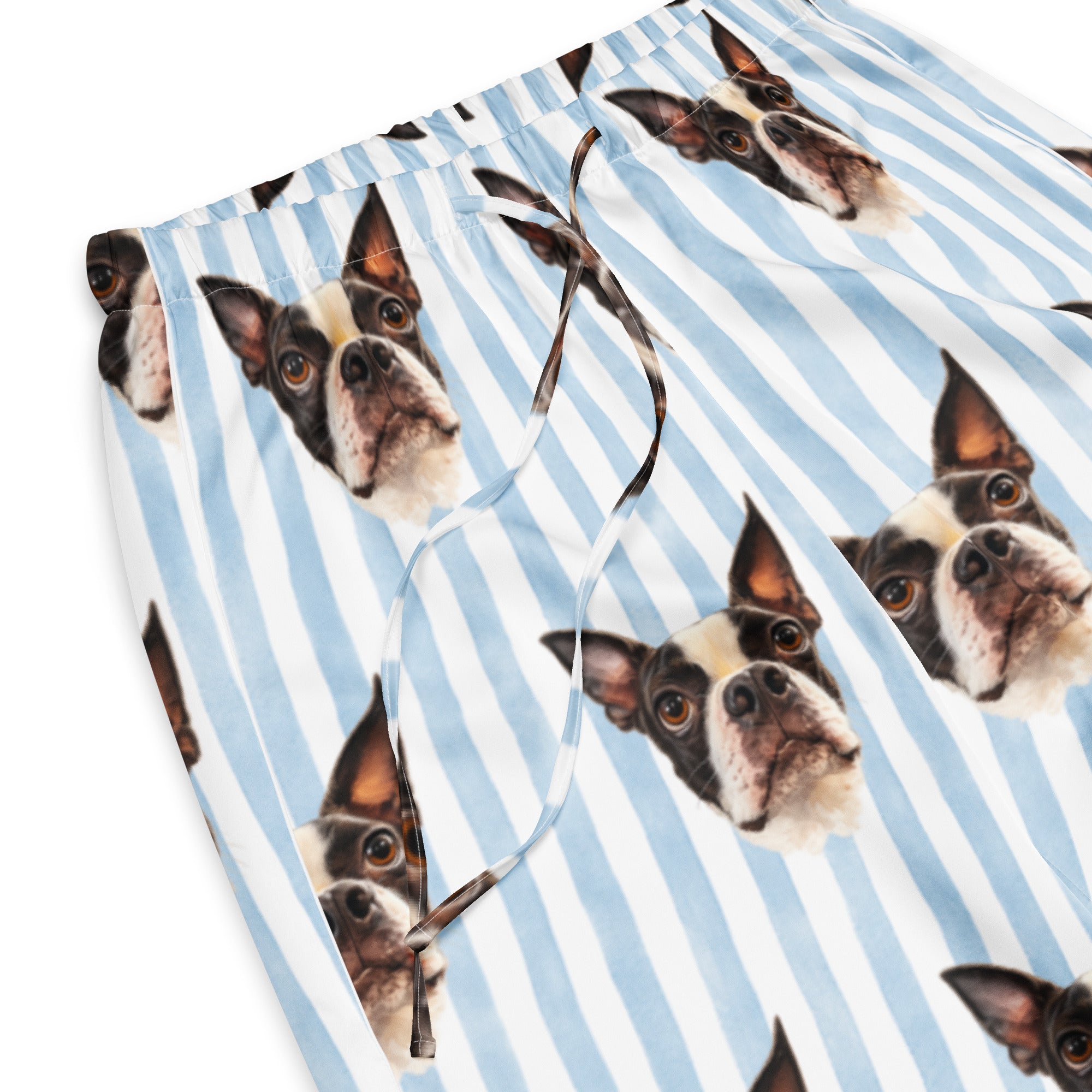 Custom Striped Dog Portrait Women's Pajama Pants - Watercolor Art Using Photo(s) .