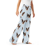 Custom Striped Dog Portrait Women's Pajama Pants - Watercolor Art Using Photo(s) .