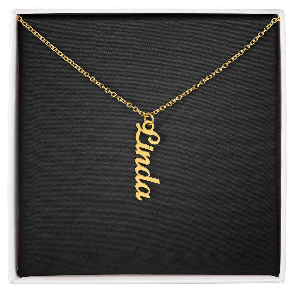 Custom Vertical Dog Name Necklace . 18k Yellow Gold Finish Standard Box