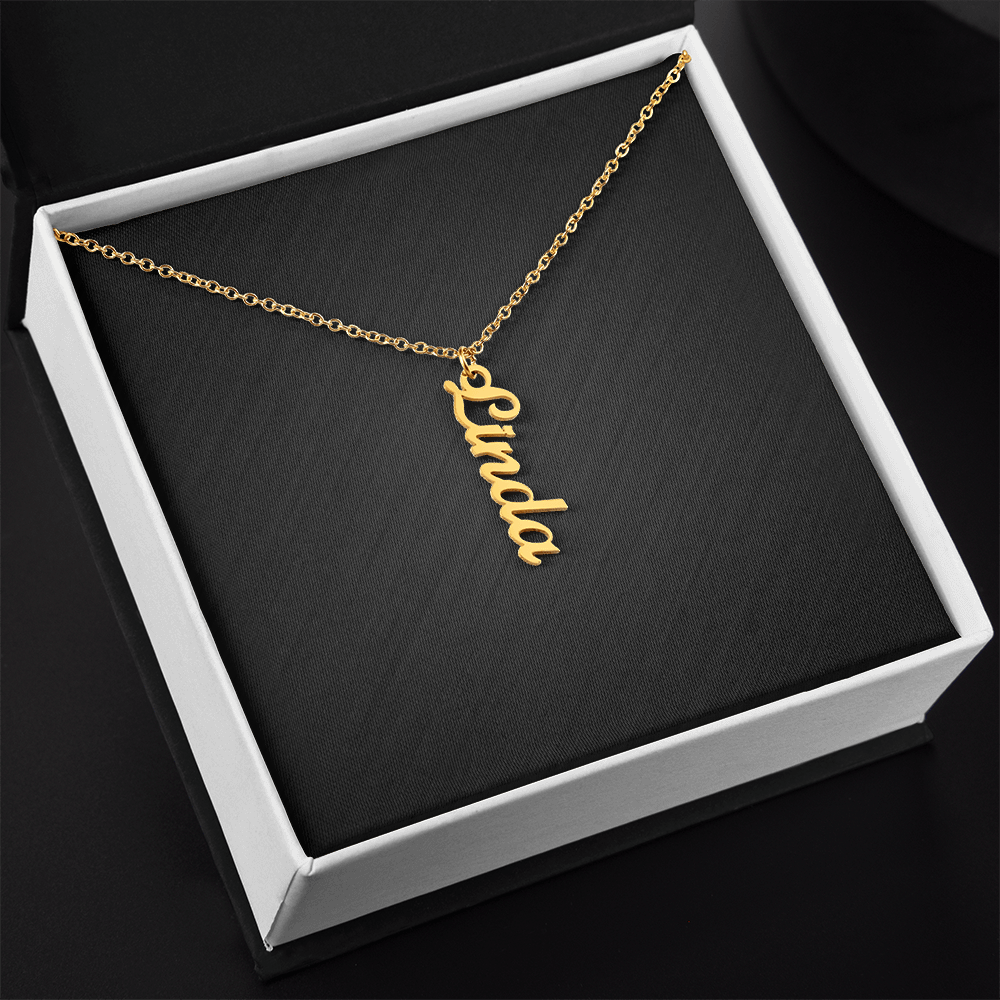 Custom Vertical Dog Name Necklace .